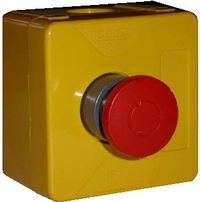 GEBA Boîte 1 bouton jaune "arrêt d'urgence" à accrochage