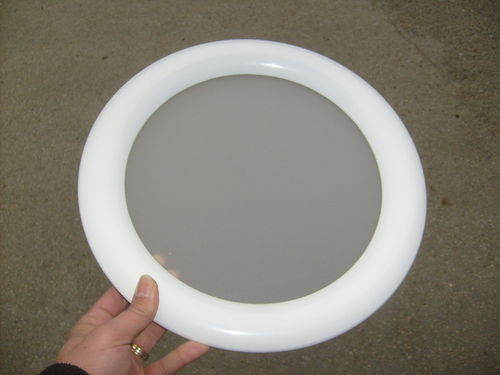 Hublot rond PVC Blanc 315 mm - 1 vitre transparente + 1 sablée